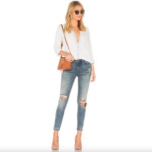 BLANK NYC Distressed Skinny Jeans in Shot Not Blue Wash, Size 25